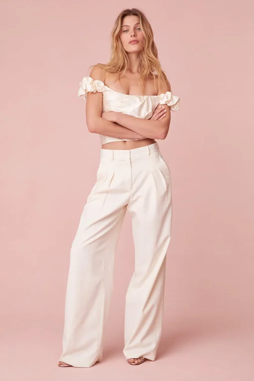 Women LoveShackFancy Adams Wide Leg Tailored Pant