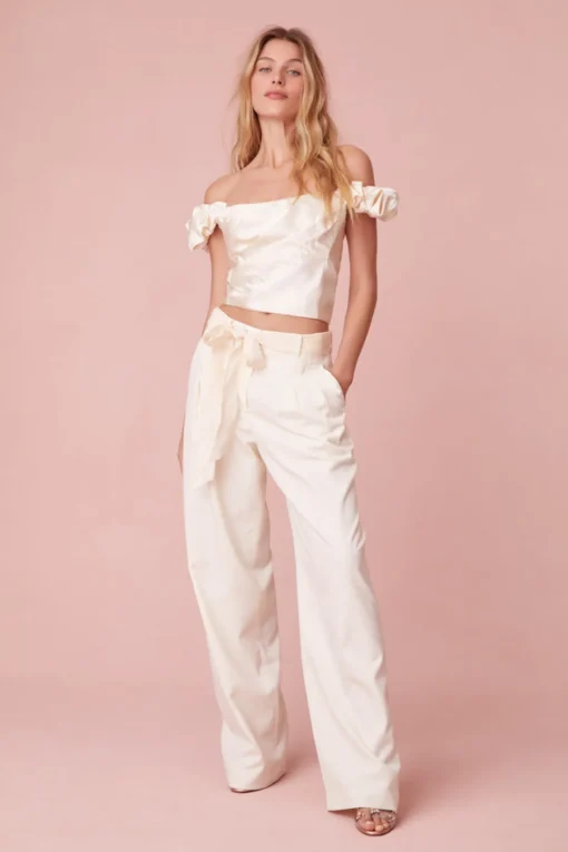 Women LoveShackFancy Adams Wide Leg Tailored Pant