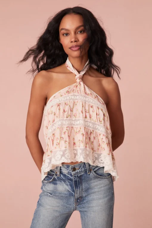 Women LoveShackFancy Alessandro Floral Halter Top