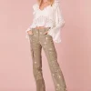 Women LoveShackFancy Atworth Cargo Embroidered Pant