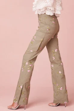 Women LoveShackFancy Atworth Cargo Embroidered Pant