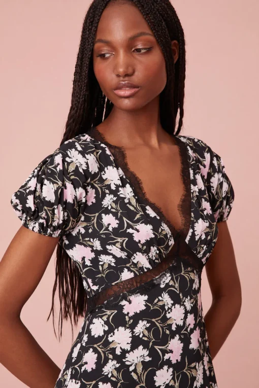 Women LoveShackFancy Aurelle Floral Lace Midi Dress
