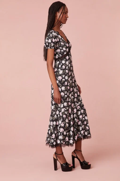 Women LoveShackFancy Aurelle Floral Lace Midi Dress