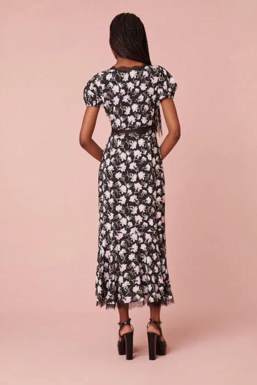 Women LoveShackFancy Aurelle Floral Lace Midi Dress