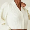LoveShackFancy Avignon V-Neck Crop Cardigan