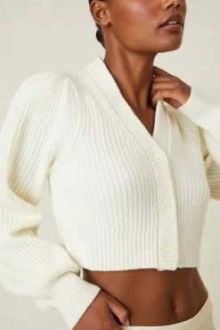 LoveShackFancy Avignon V-Neck Crop Cardigan