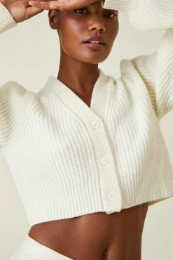 LoveShackFancy Avignon V-Neck Crop Cardigan