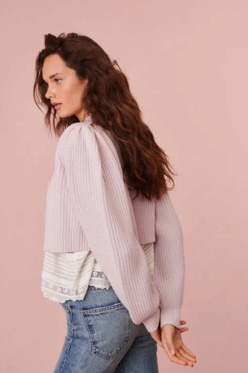 LoveShackFancy Avignon V-Neck Crop Cardigan