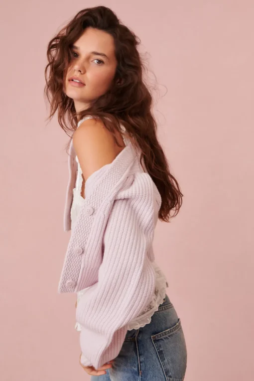 LoveShackFancy Avignon V-Neck Crop Cardigan