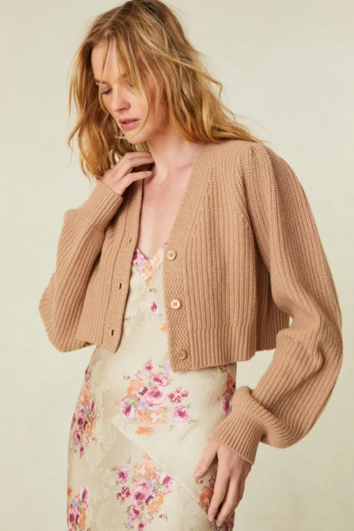 LoveShackFancy Avignon V-Neck Crop Cardigan