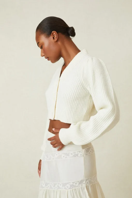 LoveShackFancy Avignon V-Neck Crop Cardigan