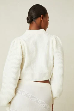 LoveShackFancy Avignon V-Neck Crop Cardigan