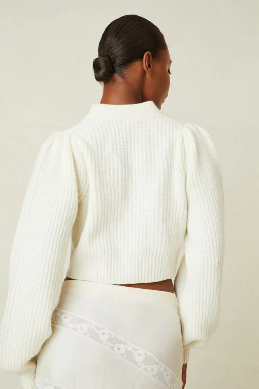 LoveShackFancy Avignon V-Neck Crop Cardigan