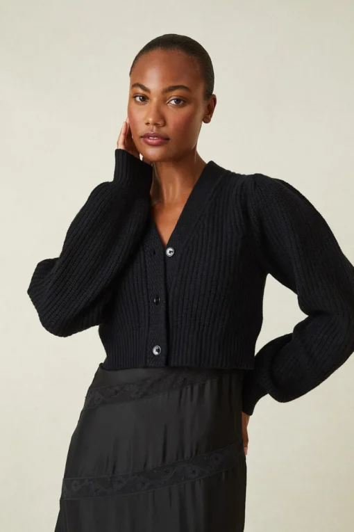 LoveShackFancy Avignon V-Neck Crop Cardigan