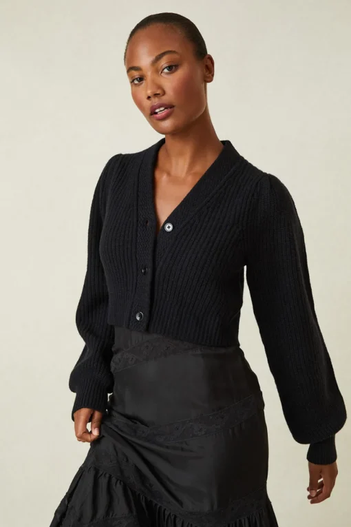 LoveShackFancy Avignon V-Neck Crop Cardigan