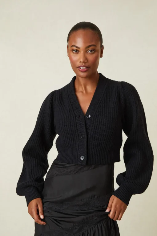LoveShackFancy Avignon V-Neck Crop Cardigan