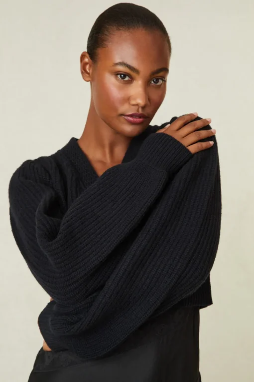 LoveShackFancy Avignon V-Neck Crop Cardigan