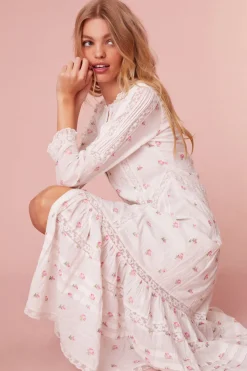 Women LoveShackFancy Avin Cotton Embroidered Midi Dress