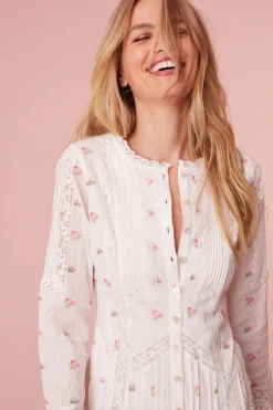Women LoveShackFancy Avin Cotton Embroidered Midi Dress