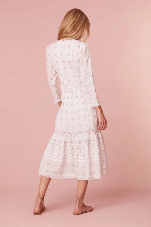 Women LoveShackFancy Avin Cotton Embroidered Midi Dress