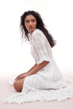 Women LoveShackFancy Botina Eyelet Midi Dress