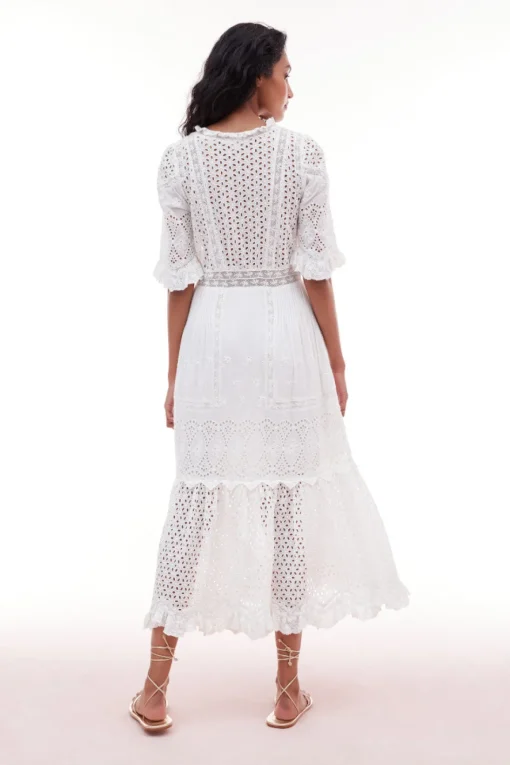 Women LoveShackFancy Botina Eyelet Midi Dress