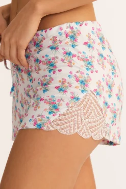Women LoveShackFancy Cabbage Rose Bow Crop Top u0026 Short Set