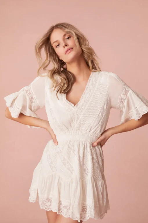 Women LoveShackFancy Calamina Lace Mini Dress