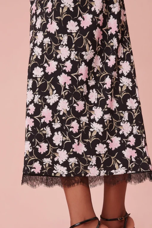 Women LoveShackFancy Castle Floral Crepe Midi Skirt