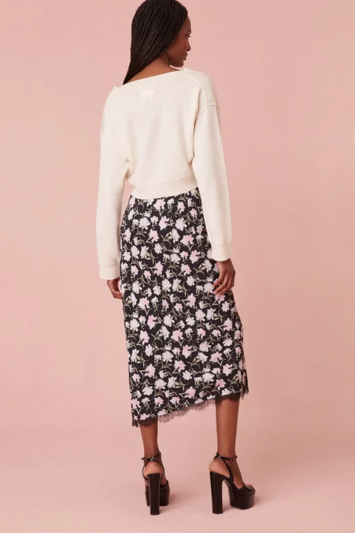 Women LoveShackFancy Castle Floral Crepe Midi Skirt