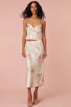 Women LoveShackFancy Castle Floral Midi Skirt