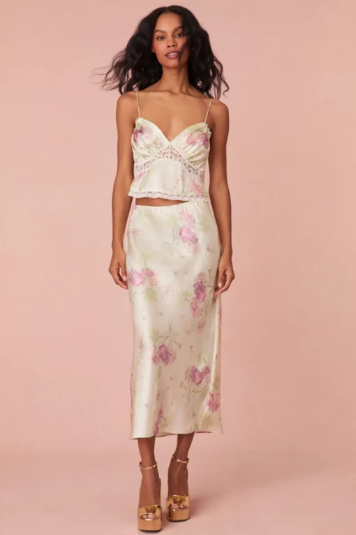 Women LoveShackFancy Castle Floral Midi Skirt