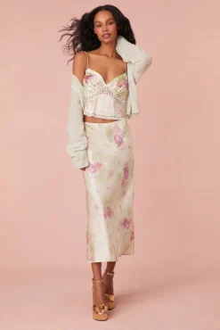 Women LoveShackFancy Castle Floral Midi Skirt