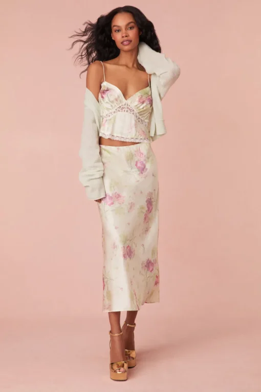 Women LoveShackFancy Castle Floral Midi Skirt