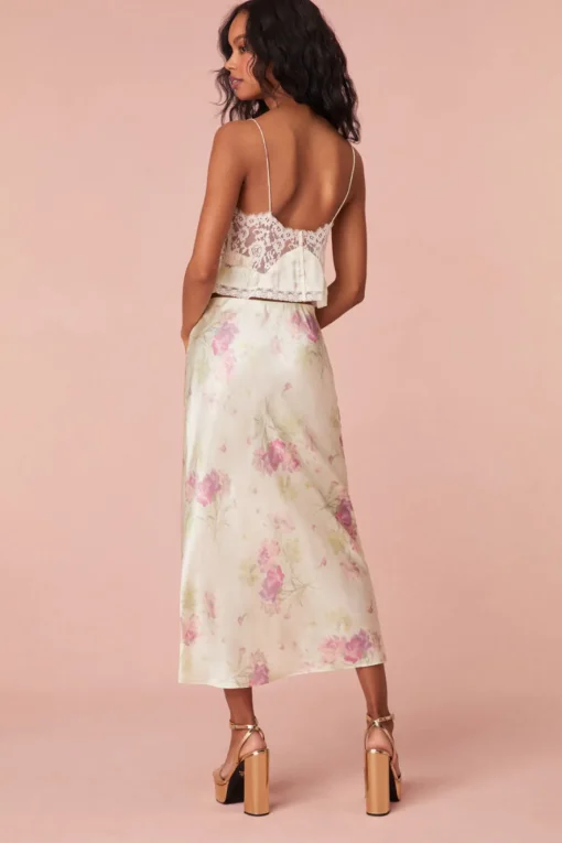 Women LoveShackFancy Castle Floral Midi Skirt