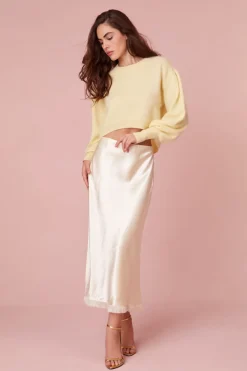 Women LoveShackFancy Castle Satin Midi Skirt