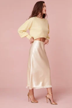 Women LoveShackFancy Castle Satin Midi Skirt