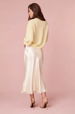 Women LoveShackFancy Castle Satin Midi Skirt