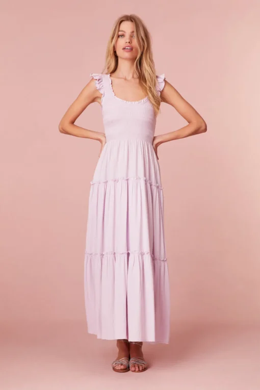 Women LoveShackFancy Chessie Ruffle Sleeve Cotton Dress