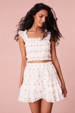Women LoveShackFancy Cordula Crop Cotton Top