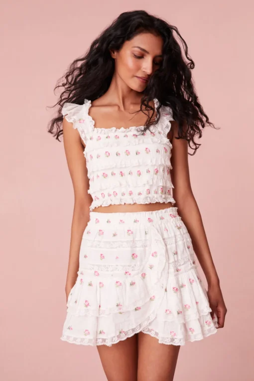 Women LoveShackFancy Cordula Crop Cotton Top