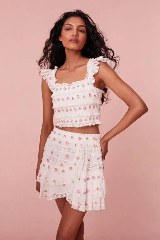 Women LoveShackFancy Cordula Crop Cotton Top