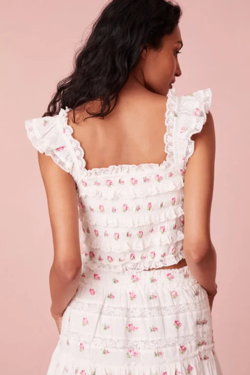 Women LoveShackFancy Cordula Crop Cotton Top