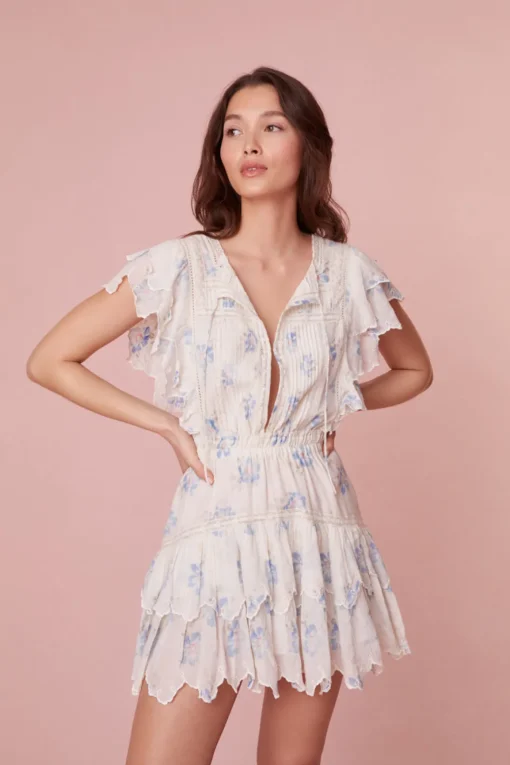 Women LoveShackFancy Darryl Flutter Sleeve Floral Mini Dress