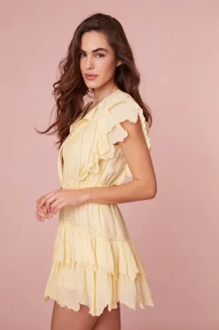 Women LoveShackFancy Darryl Flutter Sleeve Mini Dress