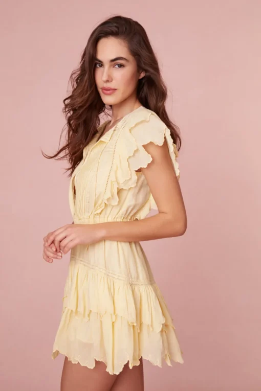 Women LoveShackFancy Darryl Flutter Sleeve Mini Dress