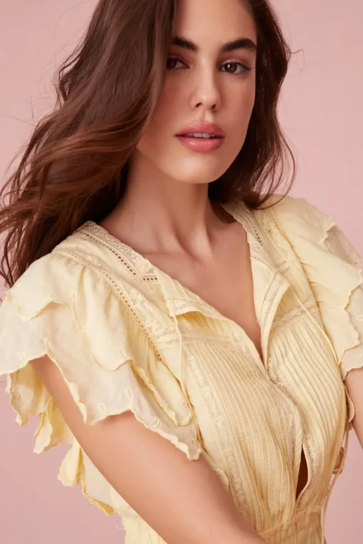 Women LoveShackFancy Darryl Flutter Sleeve Mini Dress