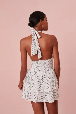 Women LoveShackFancy Deanna Halter Polka Dot Dress