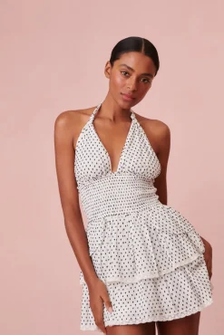 Women LoveShackFancy Deanna Halter Polka Dot Dress