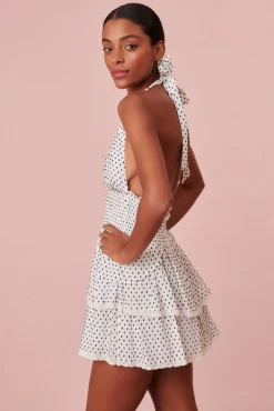 Women LoveShackFancy Deanna Halter Polka Dot Dress